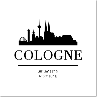 COLOGNE GERMANY BLACK SILHOUETTE SKYLINE ART Posters and Art